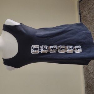 Black Graphic Tank Dress - Sleeveless Casual Dress